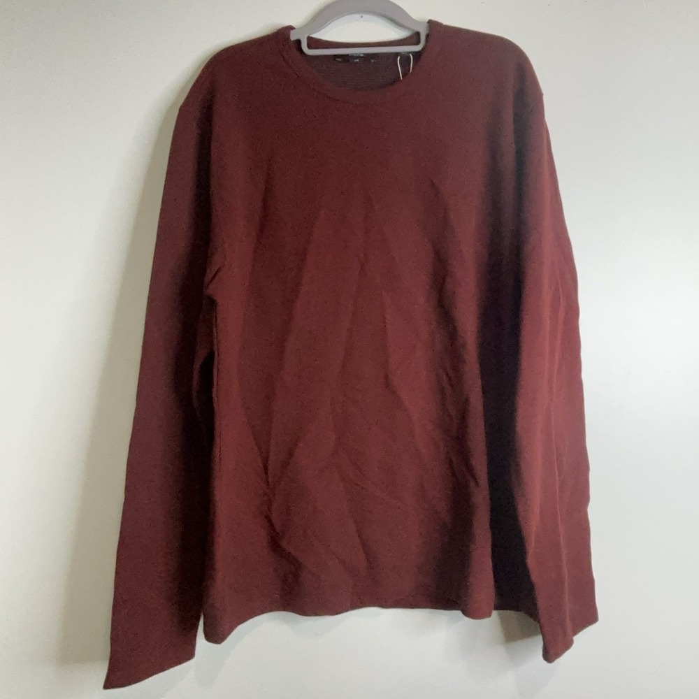 Vince Men's Large Red Thermal Waffle Knit Crewneck Pullover NWT